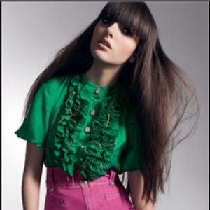 Meghan Fabulous LA Emerald Green Silk Blouse!