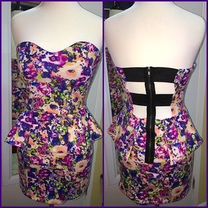 NWOT Strapless floral dress NEVER WORN
