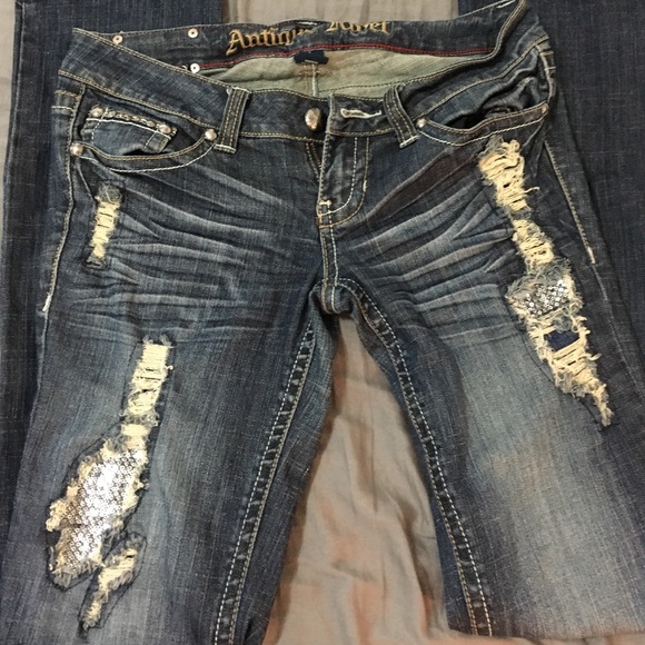 Distressed Sequined Jeans