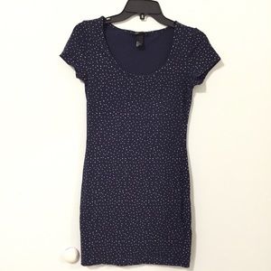 Disorganized Polka dot body con mini dress navy