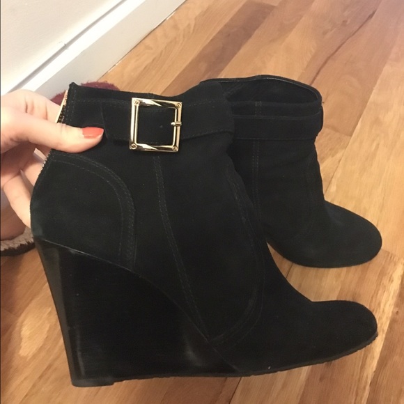 Tory Burch wedge suede black booties