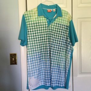 Puma men's houndstooth blue drifit golf polo