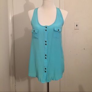 Yumi Kim silk blue top with breast pocket M