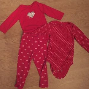 3 pieces! 2 long sleeve onesies & a pair of pants