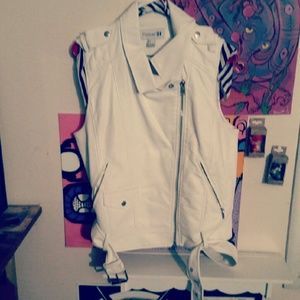 White Faux Leather Biker Vest