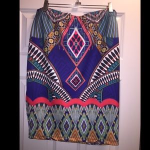 Multi-Colored Abstract Print Skirt