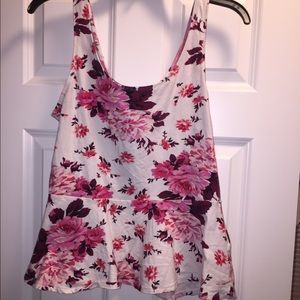 Express Floral Peplum Tank Top