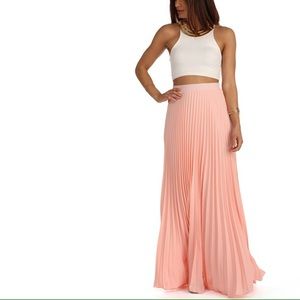 SOLD Peach pleated maxi skirt