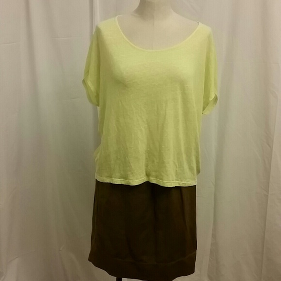 Decree Sheer Light Cropped Top Lime Blouse XL