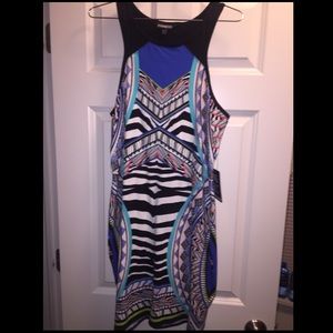 Express multi-colored Abstract Print Midi-Dress