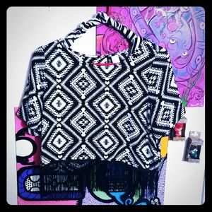 Geometric Fringe Crop Top