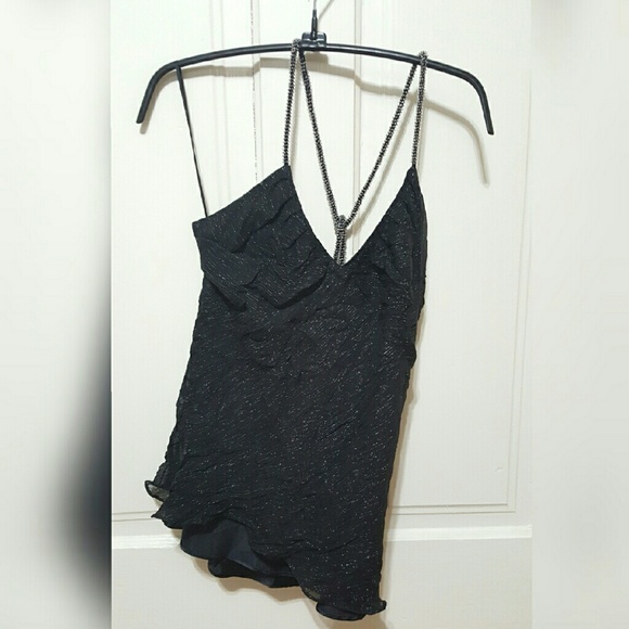 Express Black Beaded Halter Small