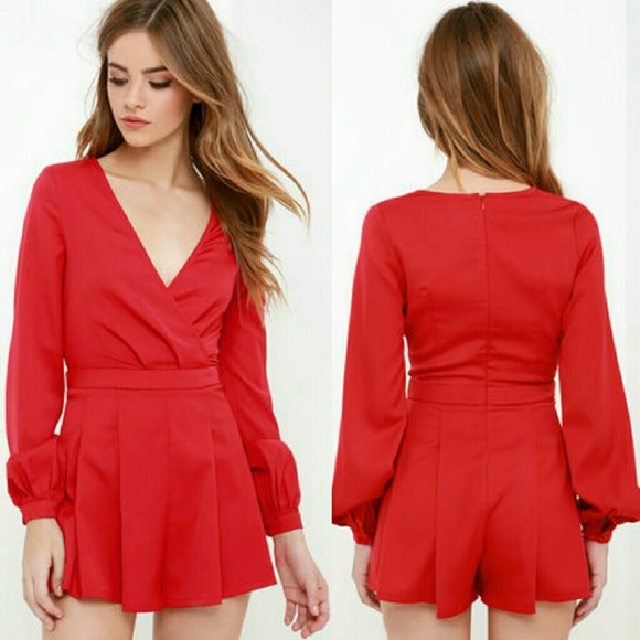 LULU*S
It's Smooch-ual Red Long Sleeve Romper - Picture 2 of 4