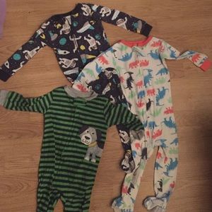 3 long, sleeved footed onesies