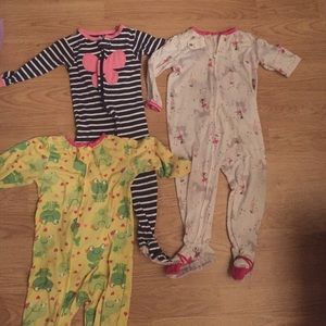 3 long sleeved footed onsies