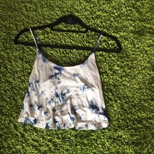 blue and white tie dye crop top