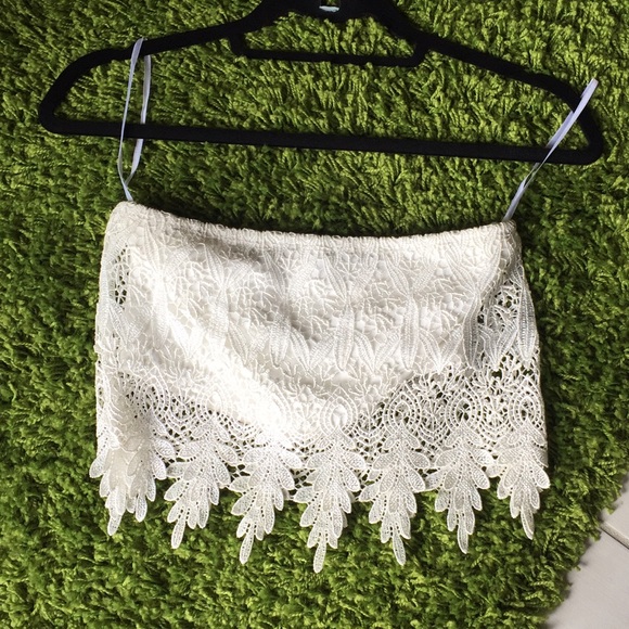white lace crop top