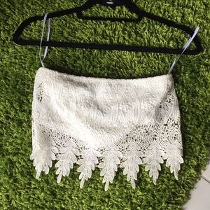 white lace crop top