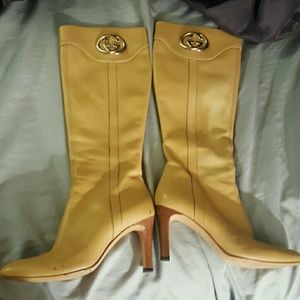 Gucci tan knee high boots