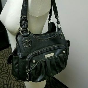 Black Vinyl Leather Rosetti Handbag