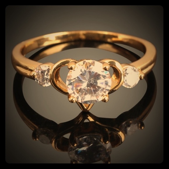 Gold plated, simulated diamond ring