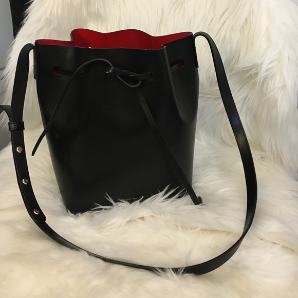 Mansur Gavriel mini tote bag black w/ red interior