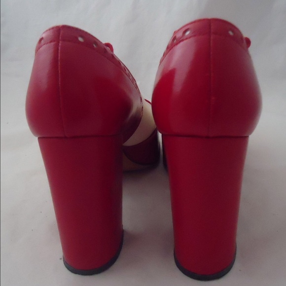 SOLD 70s Platform Heels Shoes Red Mary Janes 7 - Picture 4 of 4