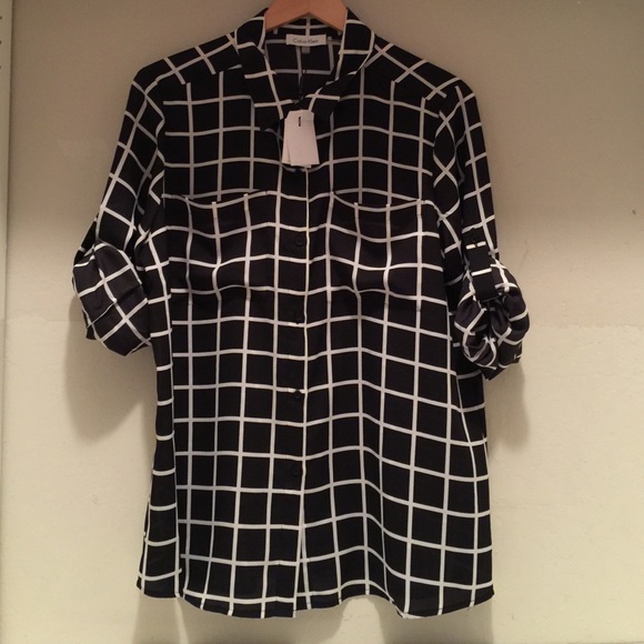 Calvin Klein roll up sleeve polyester blouse