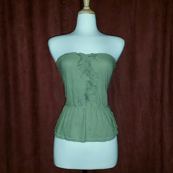 Army Green Peplum Tube Top