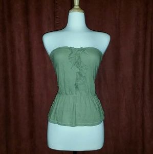 Army Green Peplum Tube Top