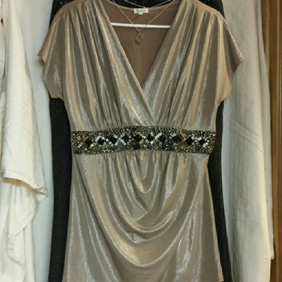 Champagne Shimmer Beaded Blouse