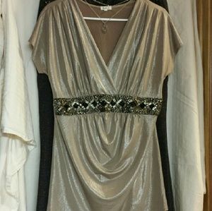 Champagne Shimmer Beaded Blouse