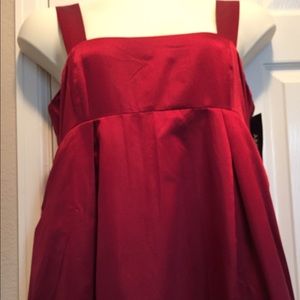 DKNY WIDE STRAP SATIN BURGUNDY SEMI FORMAL DRESS.