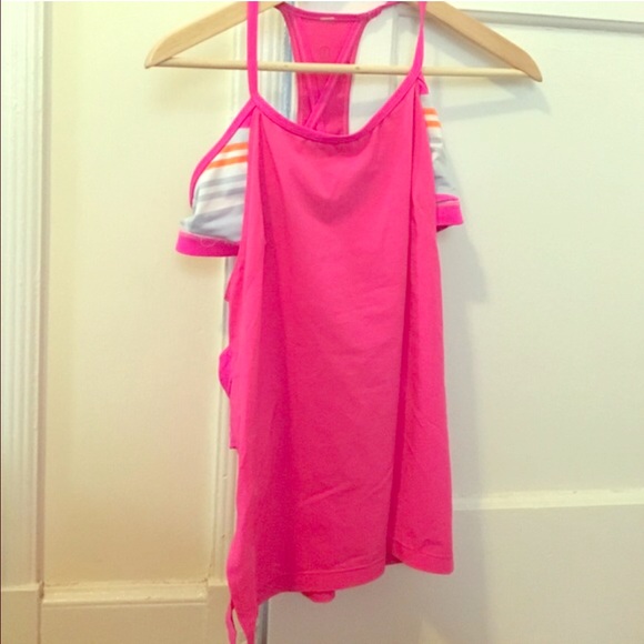 Hot pink Lululemon tank top and bra