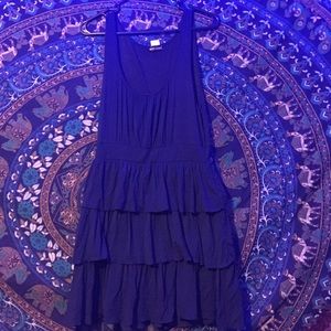 Dark navy sleeveless ruffled dress