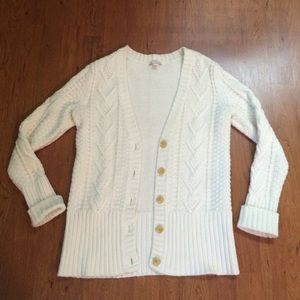 GAP cable-knit white button-up sweater