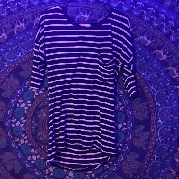 Navy and white striped shirt