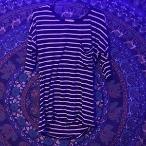 Navy and white striped shirt