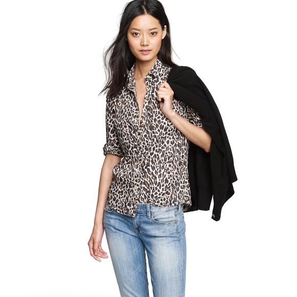 J.Crew Perfect Shirt Leopard - Picture 1 of 3