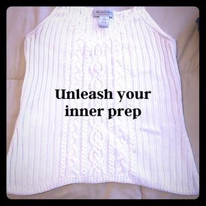 Medium White Brooks Brother Cable Knit Tank