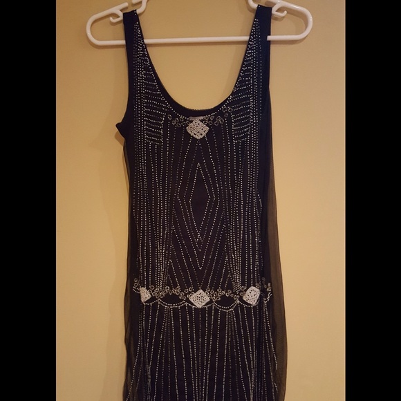 Bedded front flopped mini dress