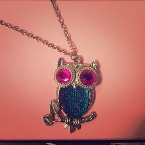 Jeweled owl necklace