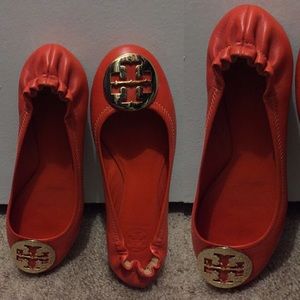 (Orange) Tory Burch Reva Flats (size 6.5) No Box.