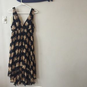 Pleated floral high-low dress