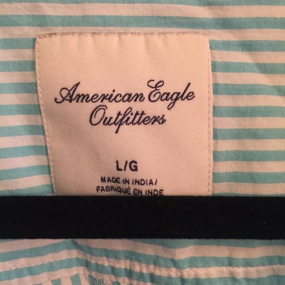 Blue and white stripe button down blouse. - Picture 2 of 4