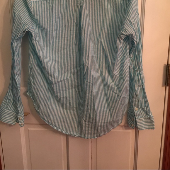 Blue and white stripe button down blouse. - Picture 4 of 4