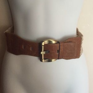 Beige and brown belt.