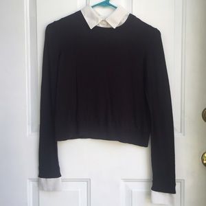 Sweater with Faux Collared Shirt