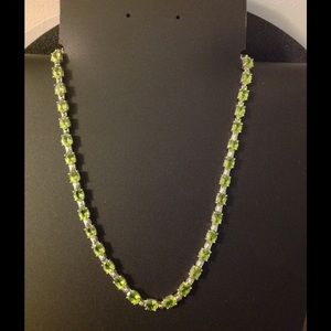 Genuine Peridot & Sterling Silver Tennis Necklace