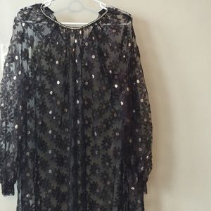 Sheer daisies floor length dress